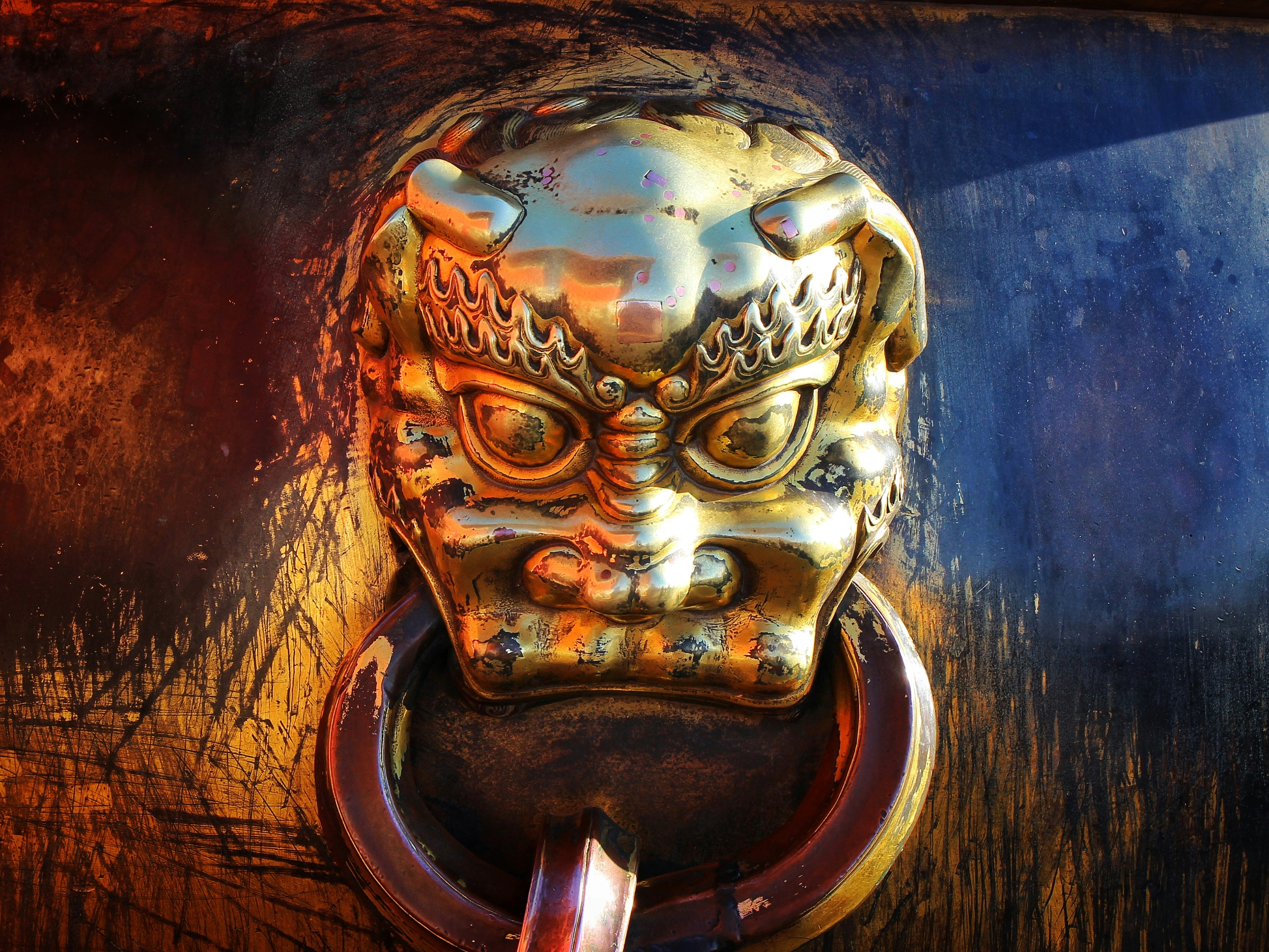 brass demon door knocker, 