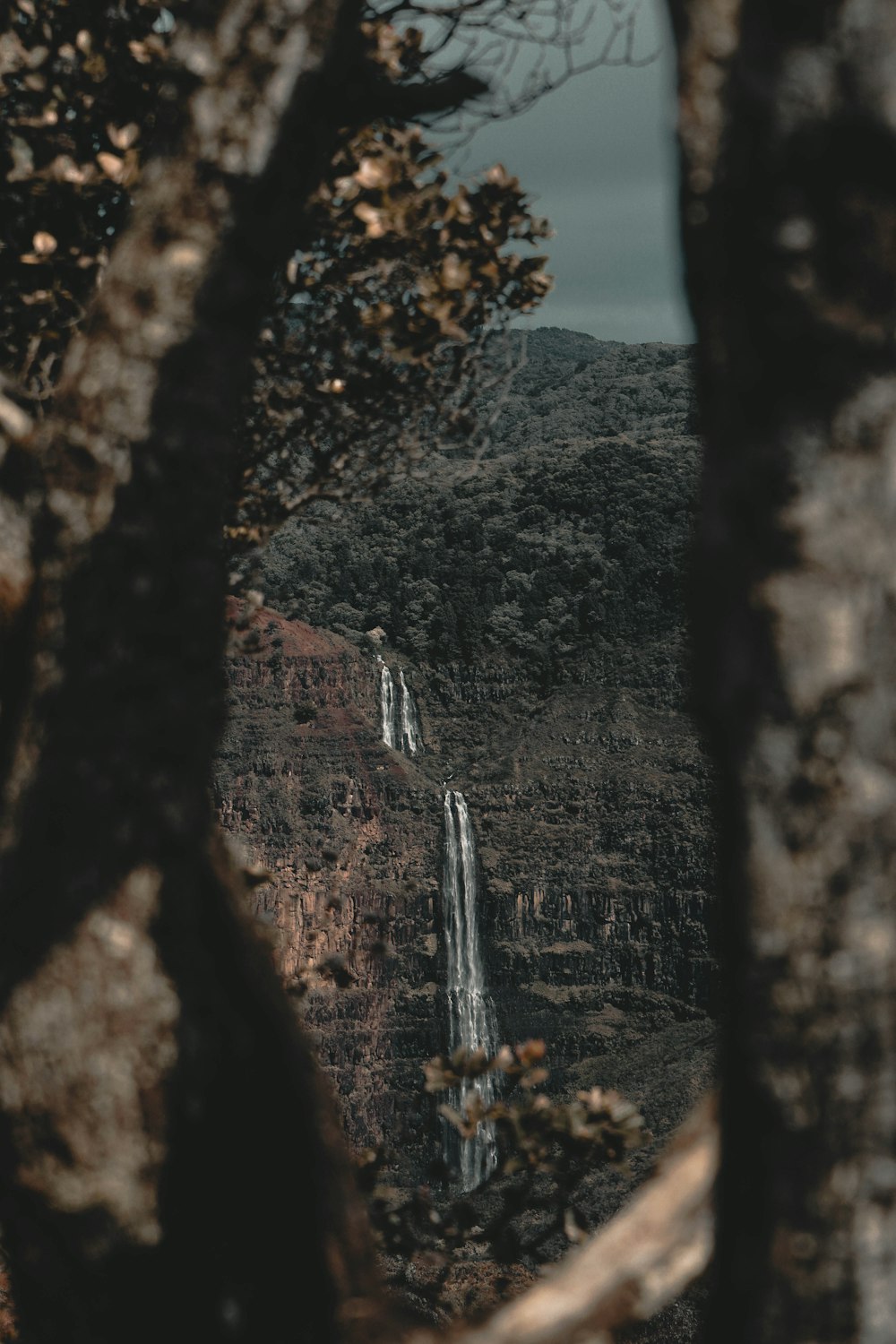 time-lapse photography of rippling plunge waterfall