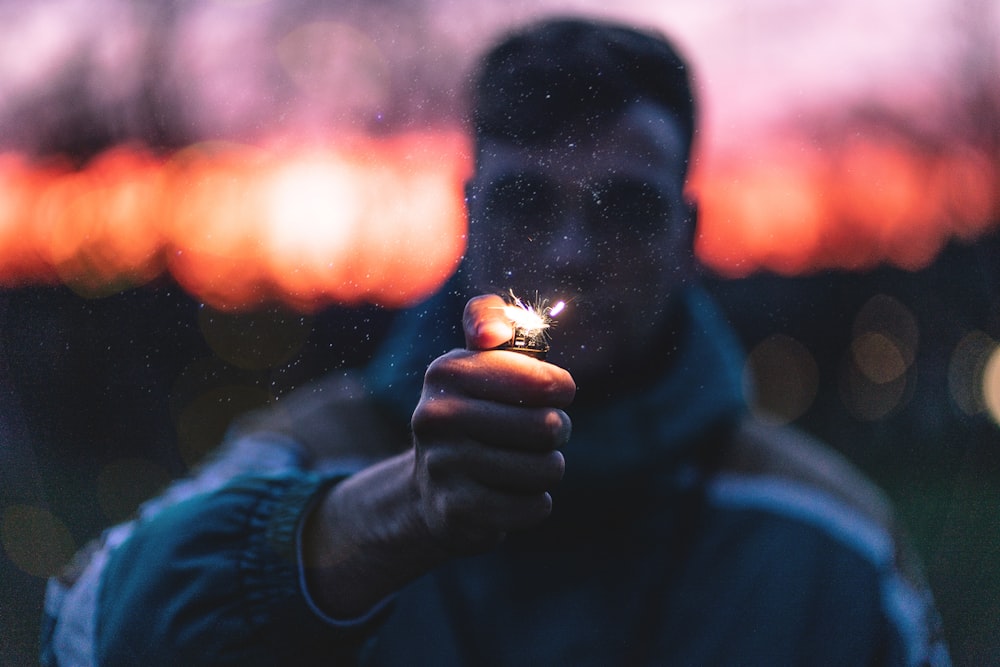 man holding lighter