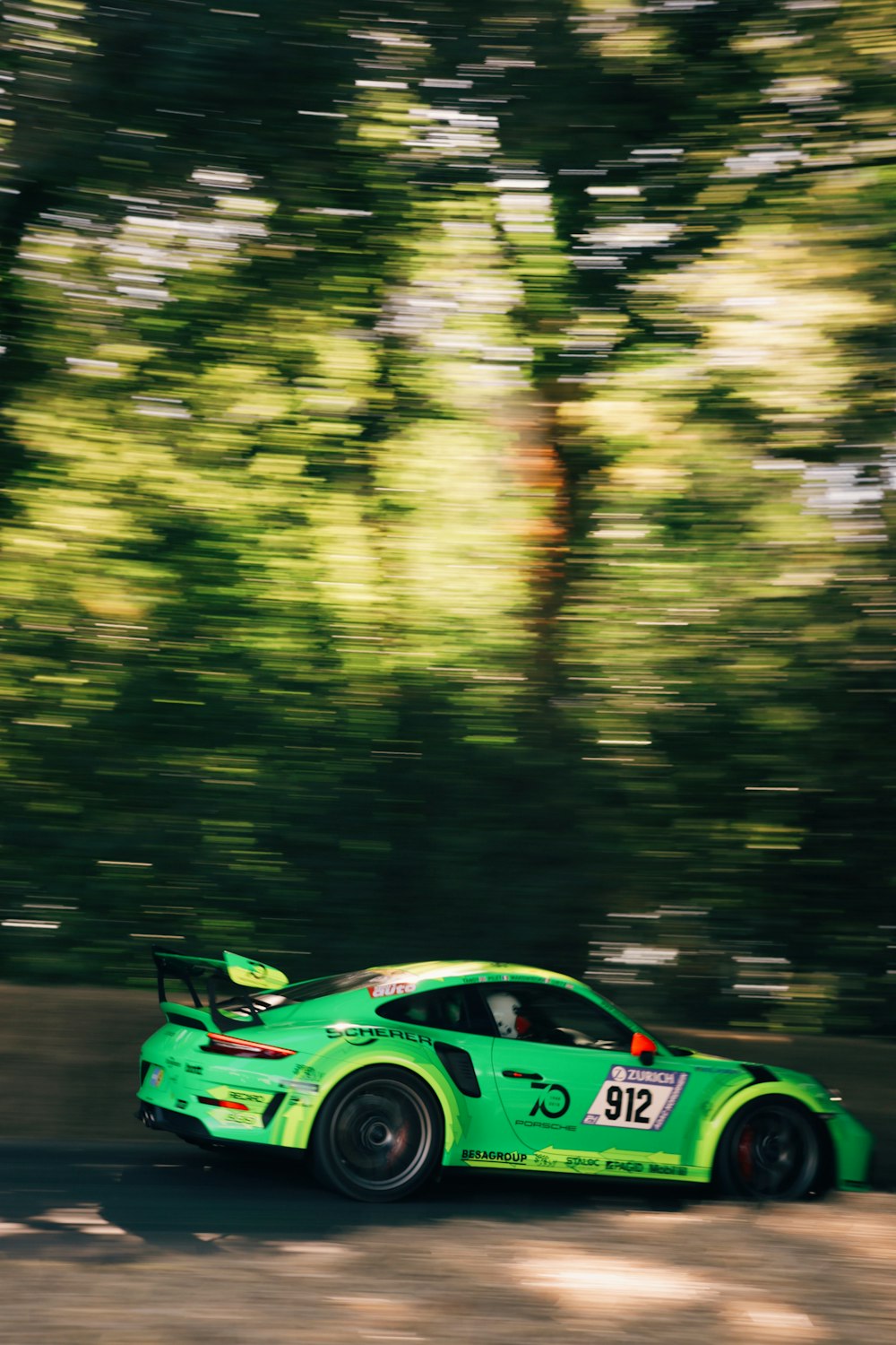 green racing car
