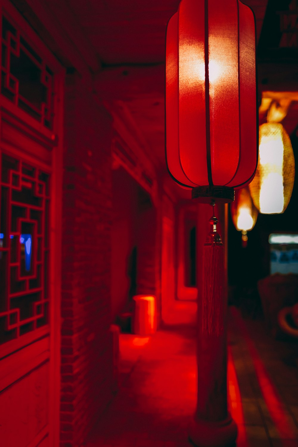 red lantern at night