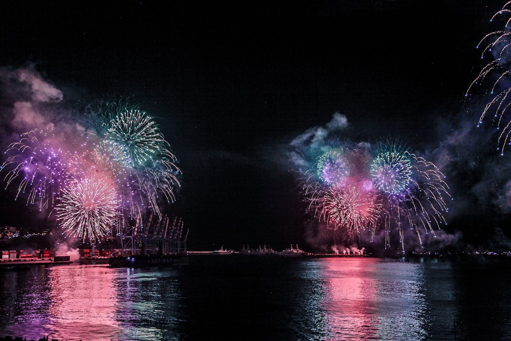 firework display over the city