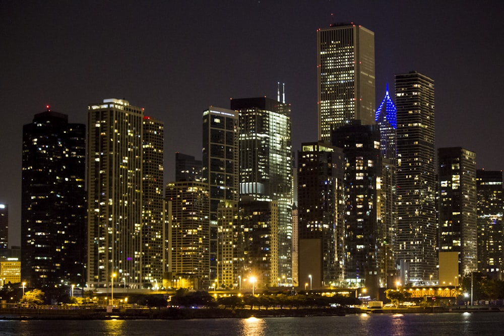 city skyline at night