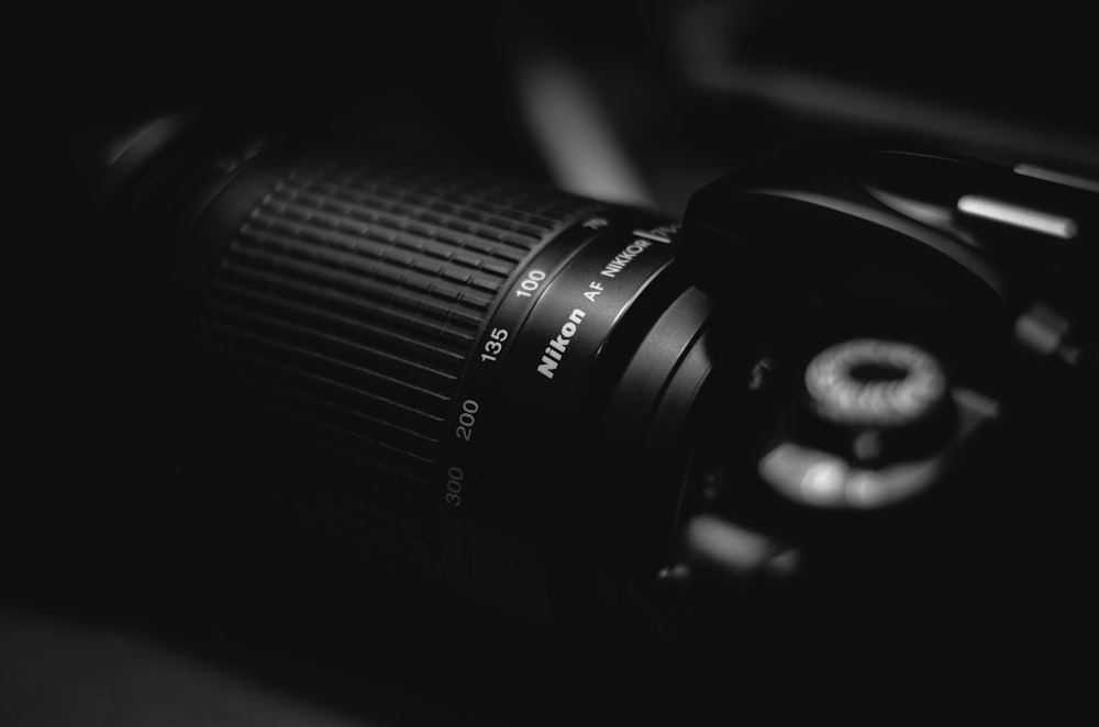 close-up photo of Nikon DSLR camera