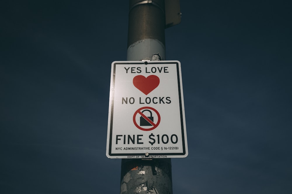 yes love no locks fine signage