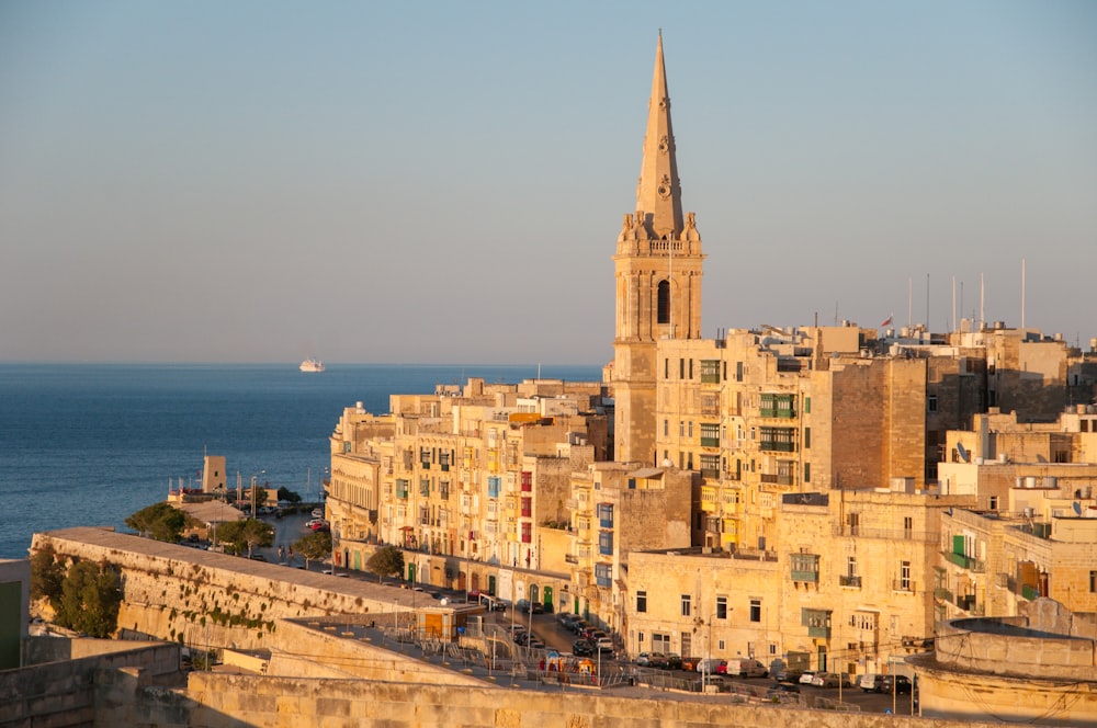 brown concrete cathedral near sea during daytime