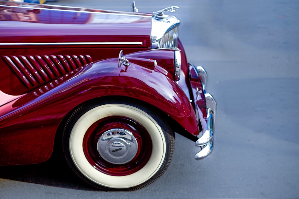 vintage red Jaguar car