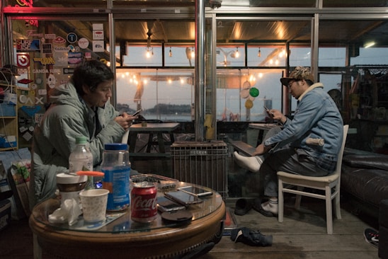 A cozy digital space showing two users exchanging encrypted messages on their devices.