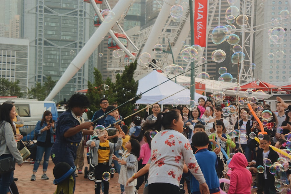 people playing bubbles