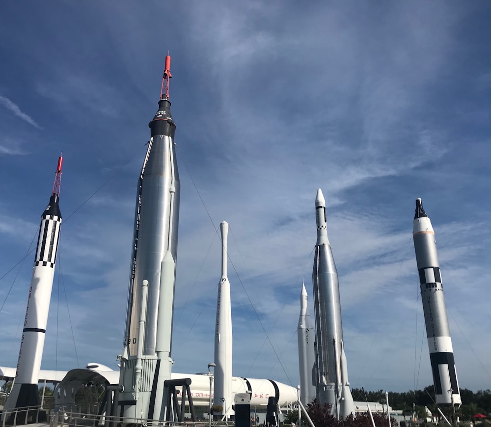 low angle photo of concrete towers