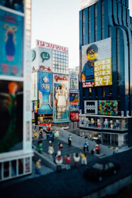 A vibrant cityscape built entirely from building blocks, showcasing intricate details.