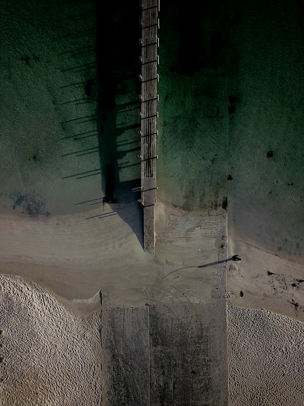 aerial view of brown dock