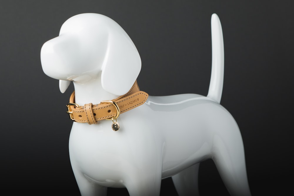 collier de chien en cuir beige