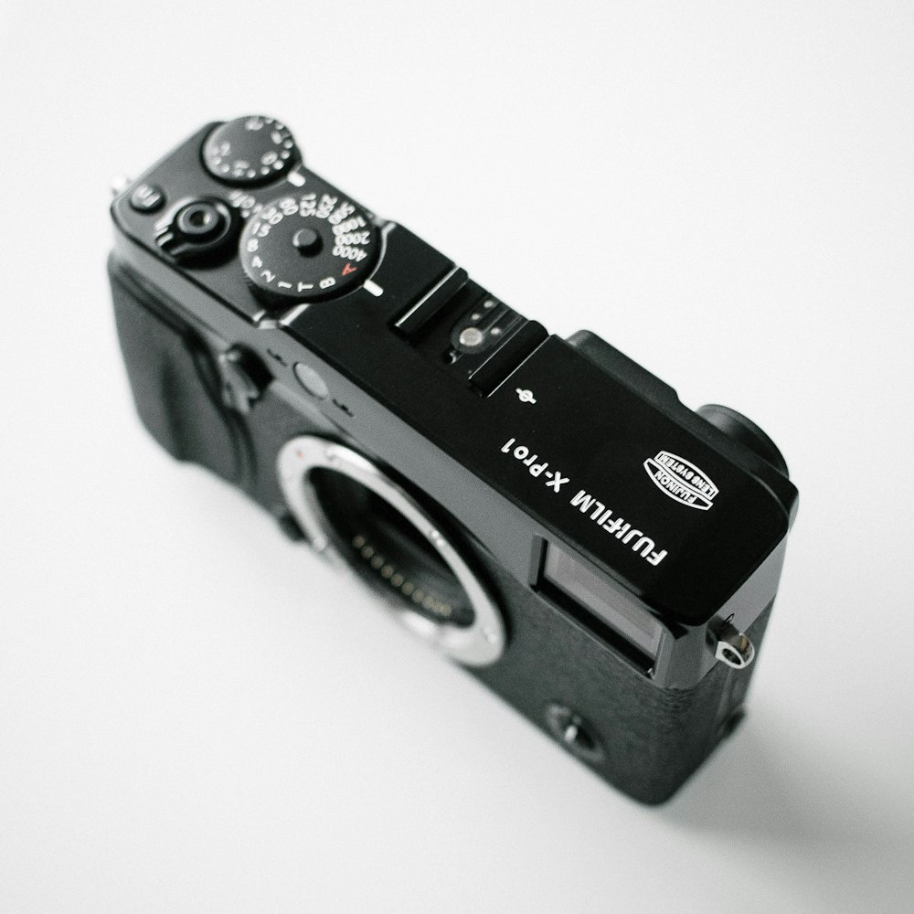 black Fujifilm X-Pro1 camera