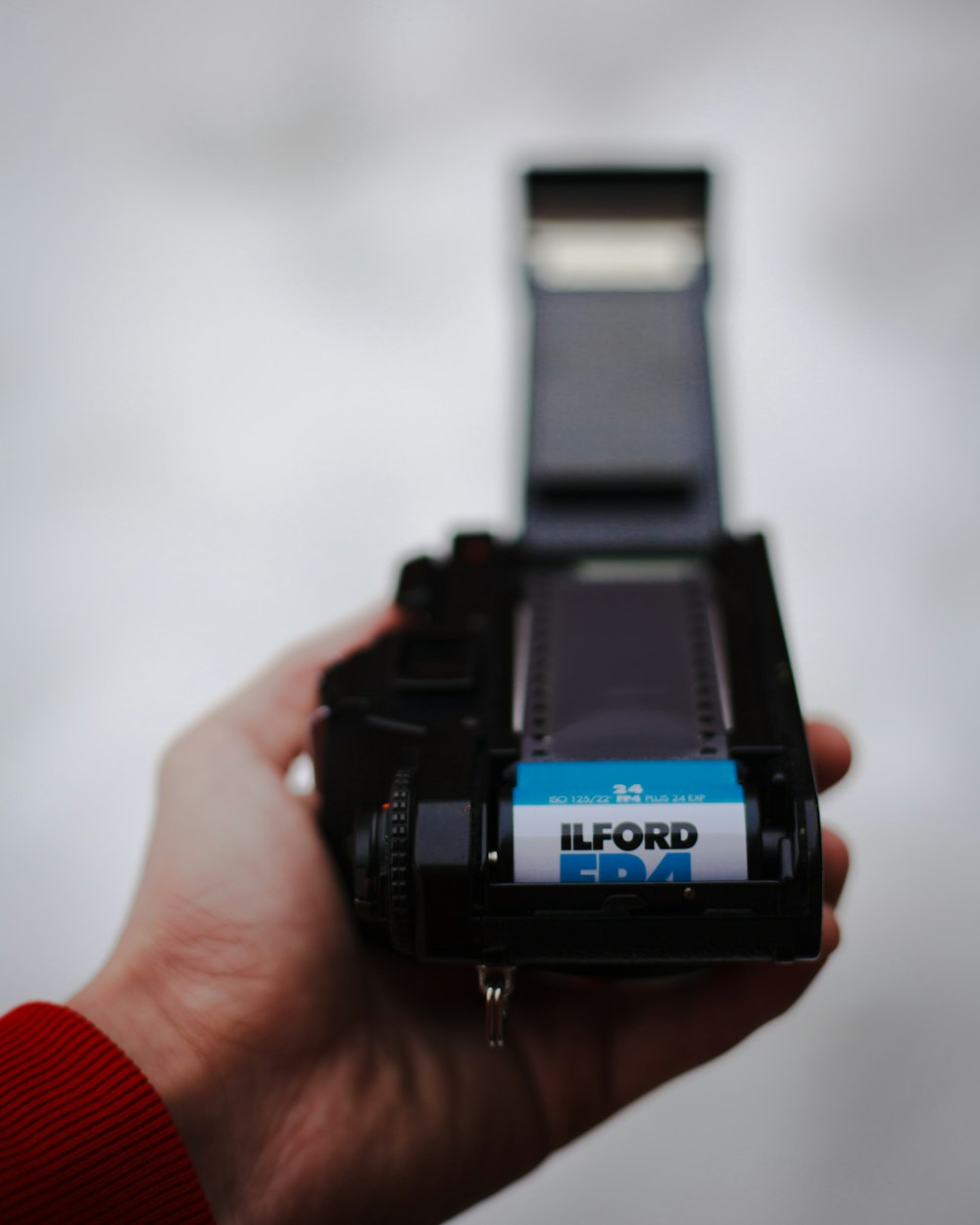 black camera and film