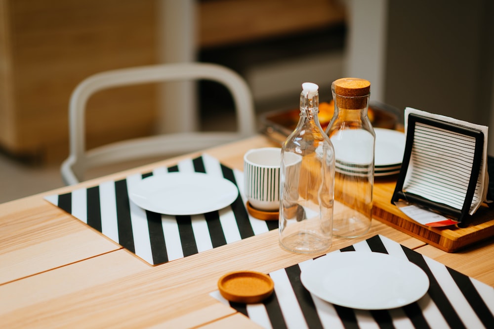 two round white ceramic plates