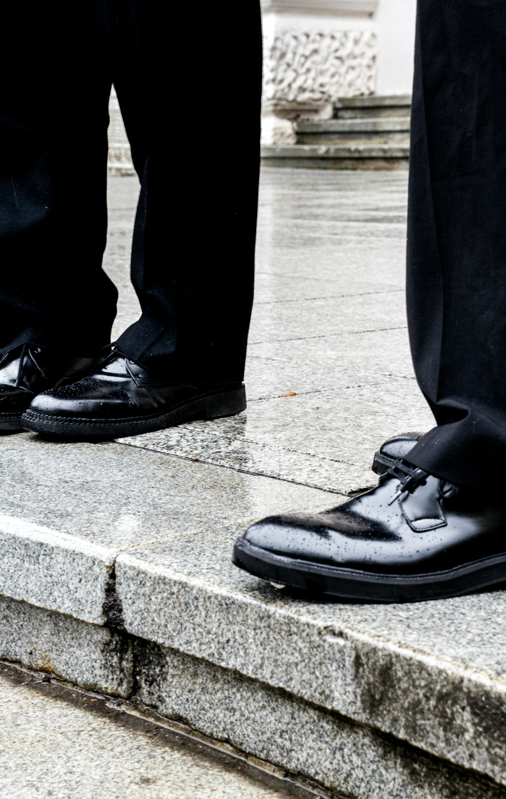 black shoes and black pants