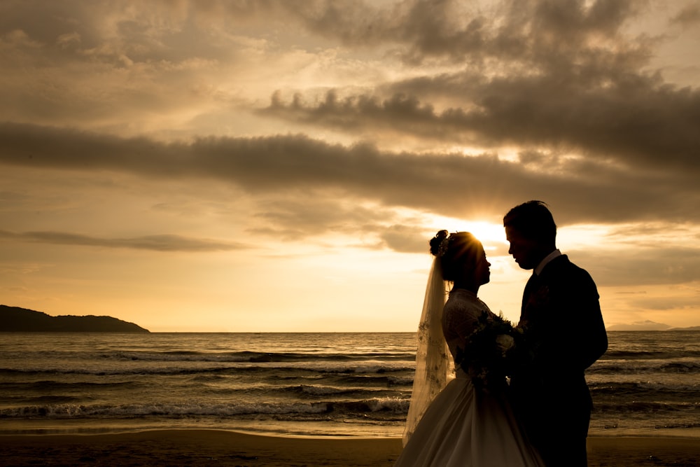 newly wed on beach