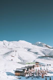 icy mountain and houses scenry