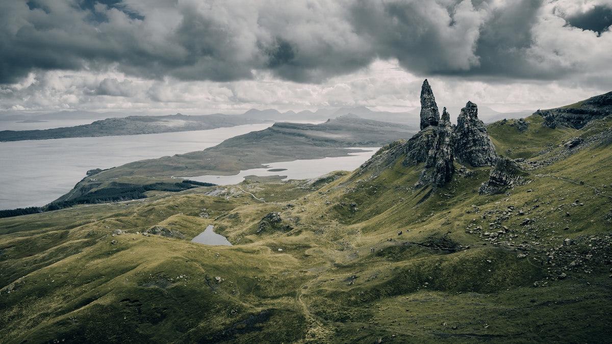 birds'-eye view photography of hills