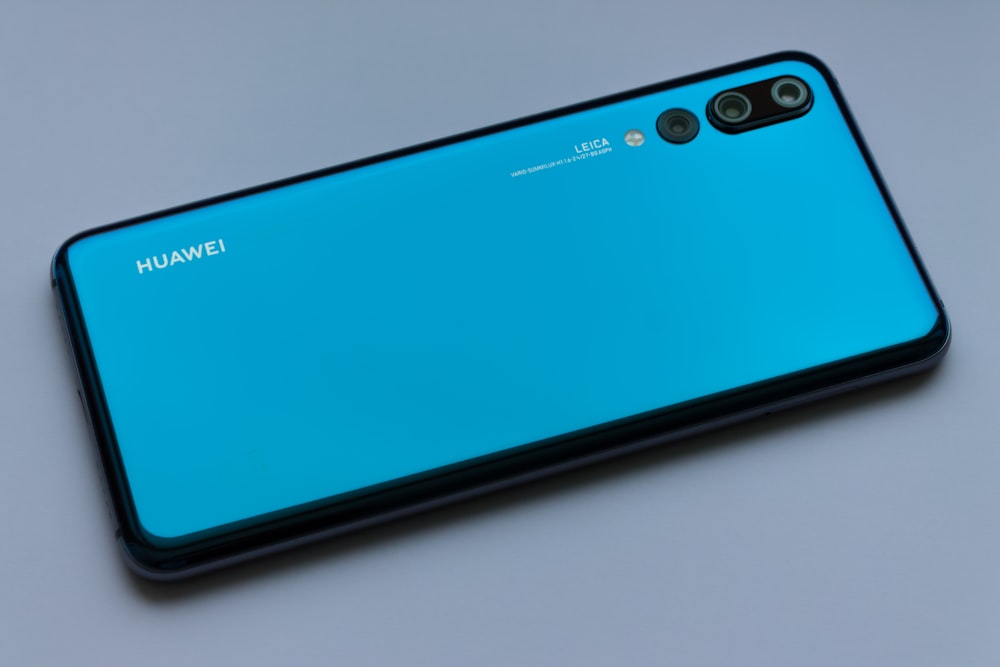 blue Huawei Android smartphone