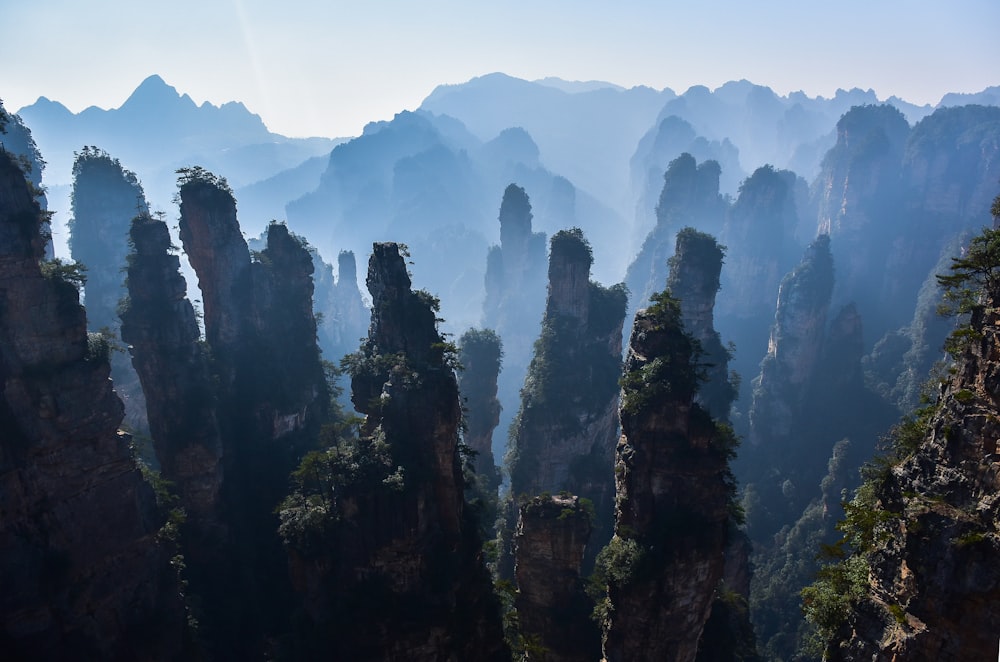 aerial photo of rock formations