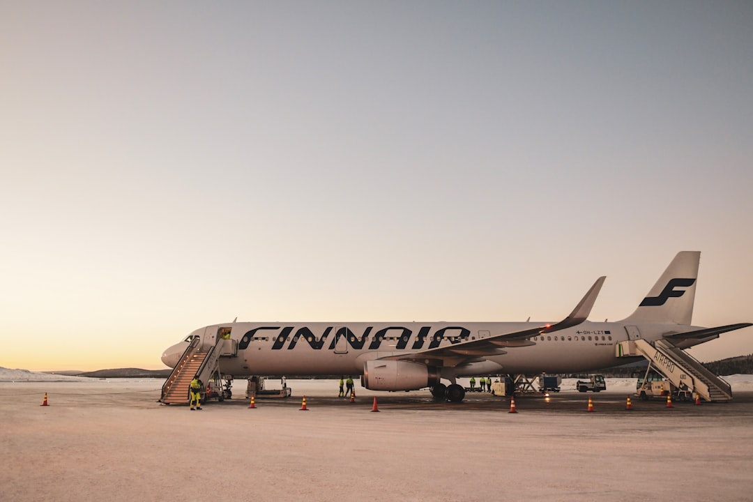 white Finnair airliner