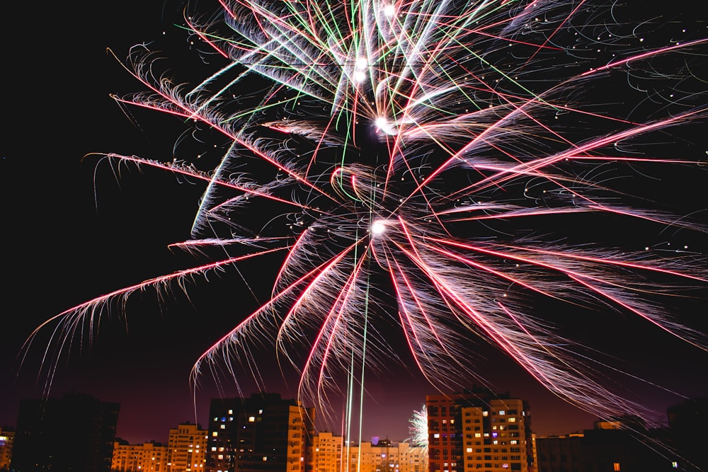 time lapse photography of fireworks