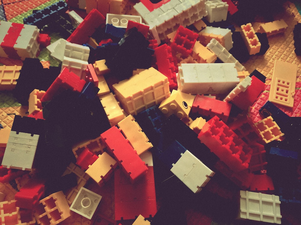 assorted-color plastic building block lot