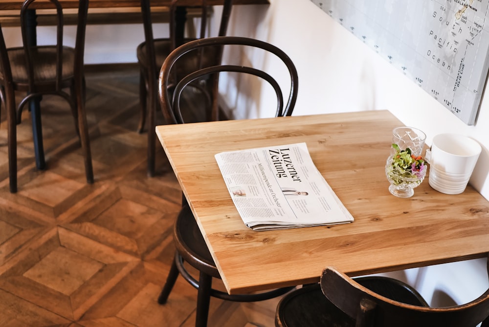 newspaper on table
