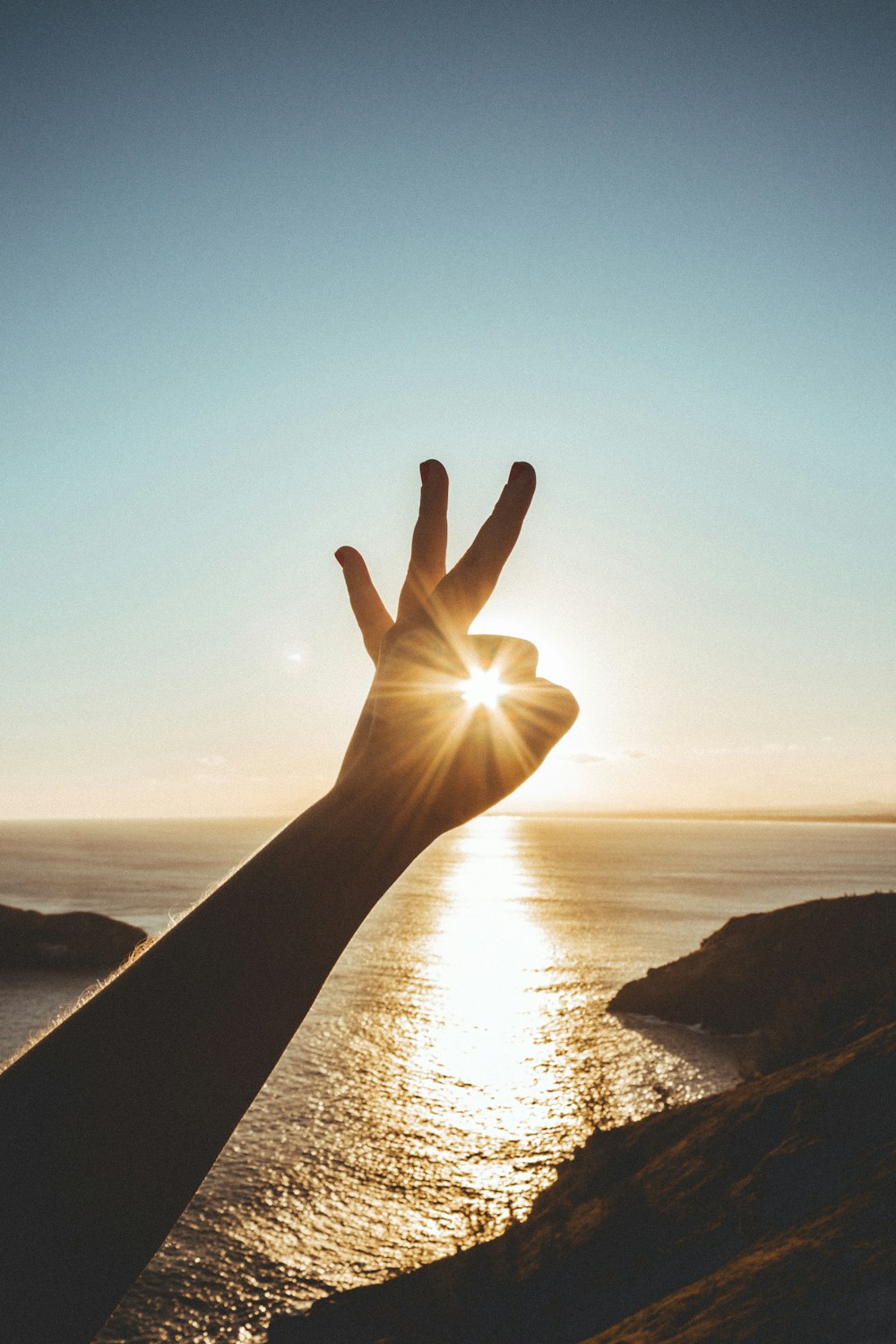 silhouette of hand during golden hour