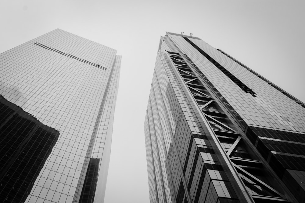 low angle photography of high-rise buildings