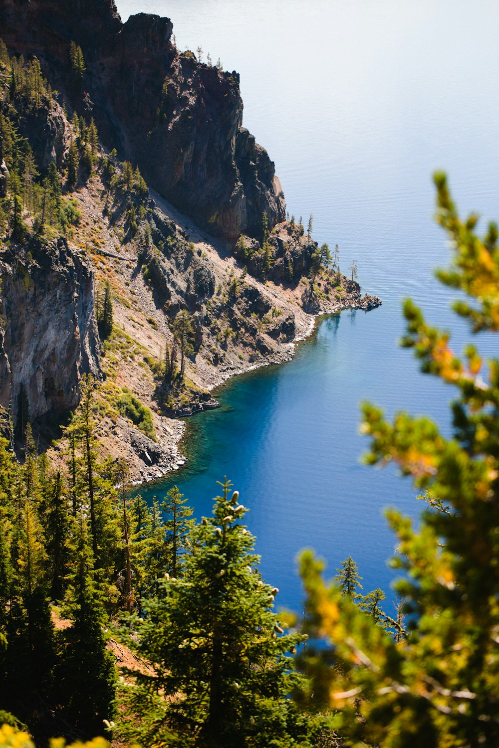 body of water beside mountains