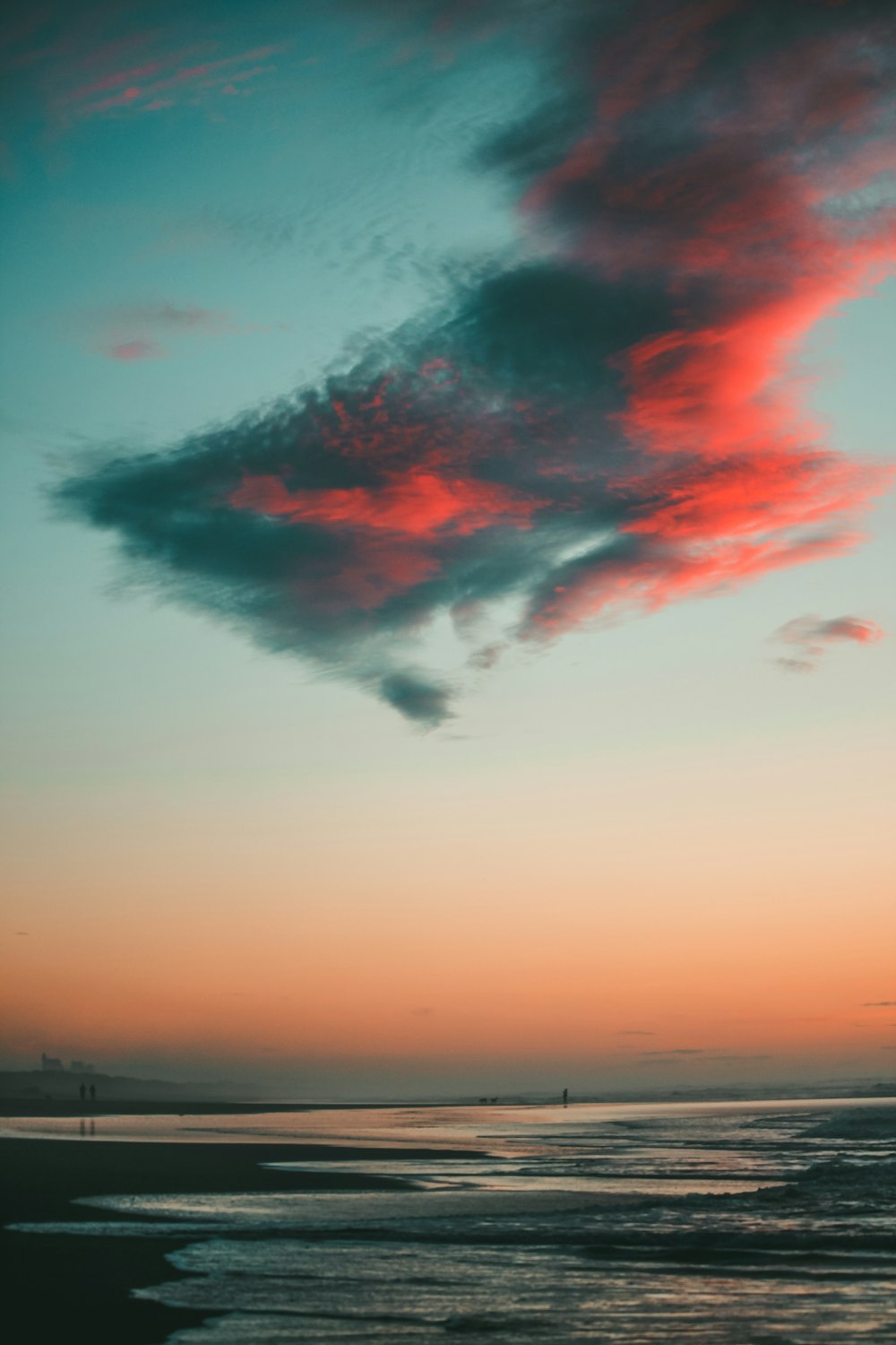 seashore and gray clouds