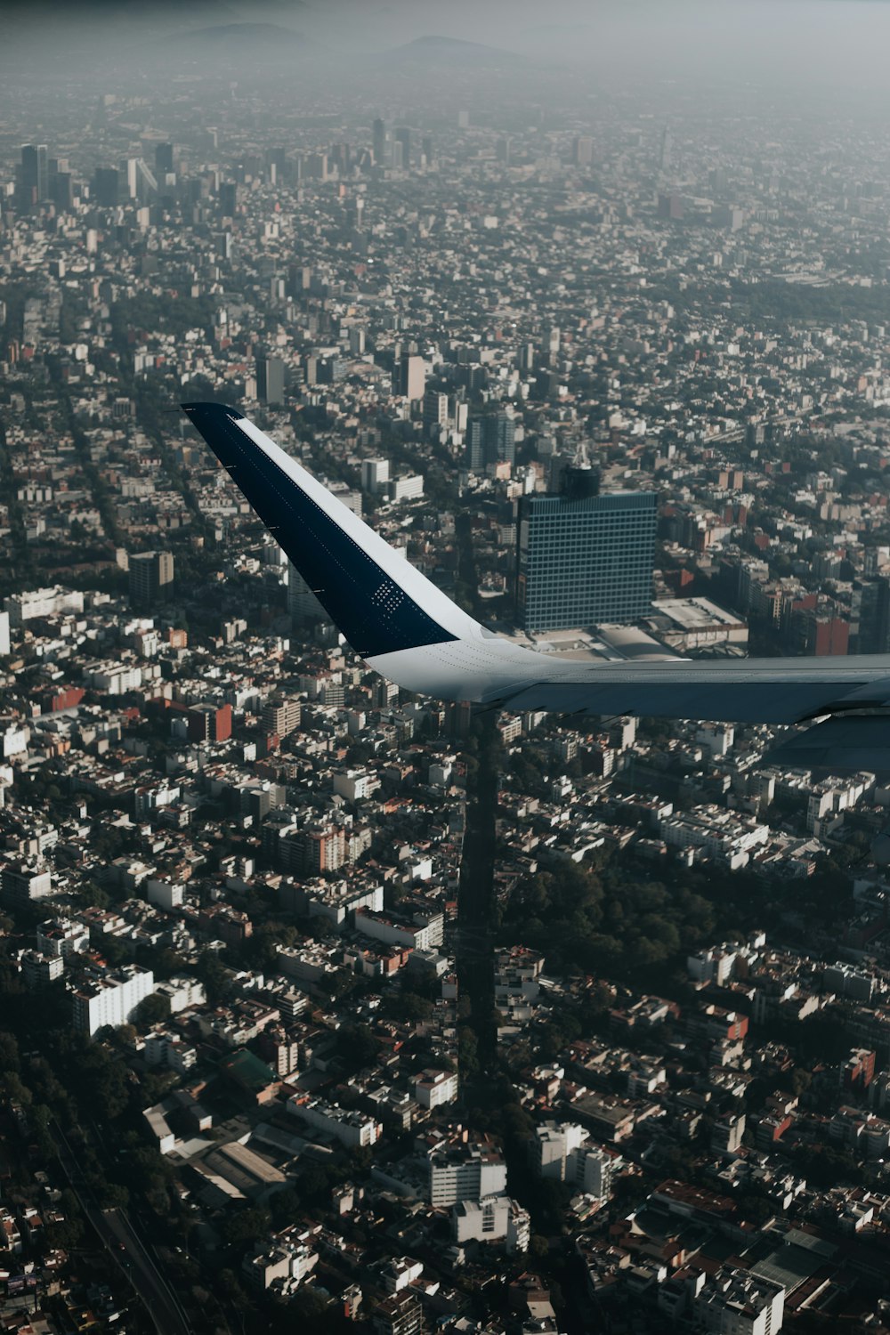 aerial photo of city below