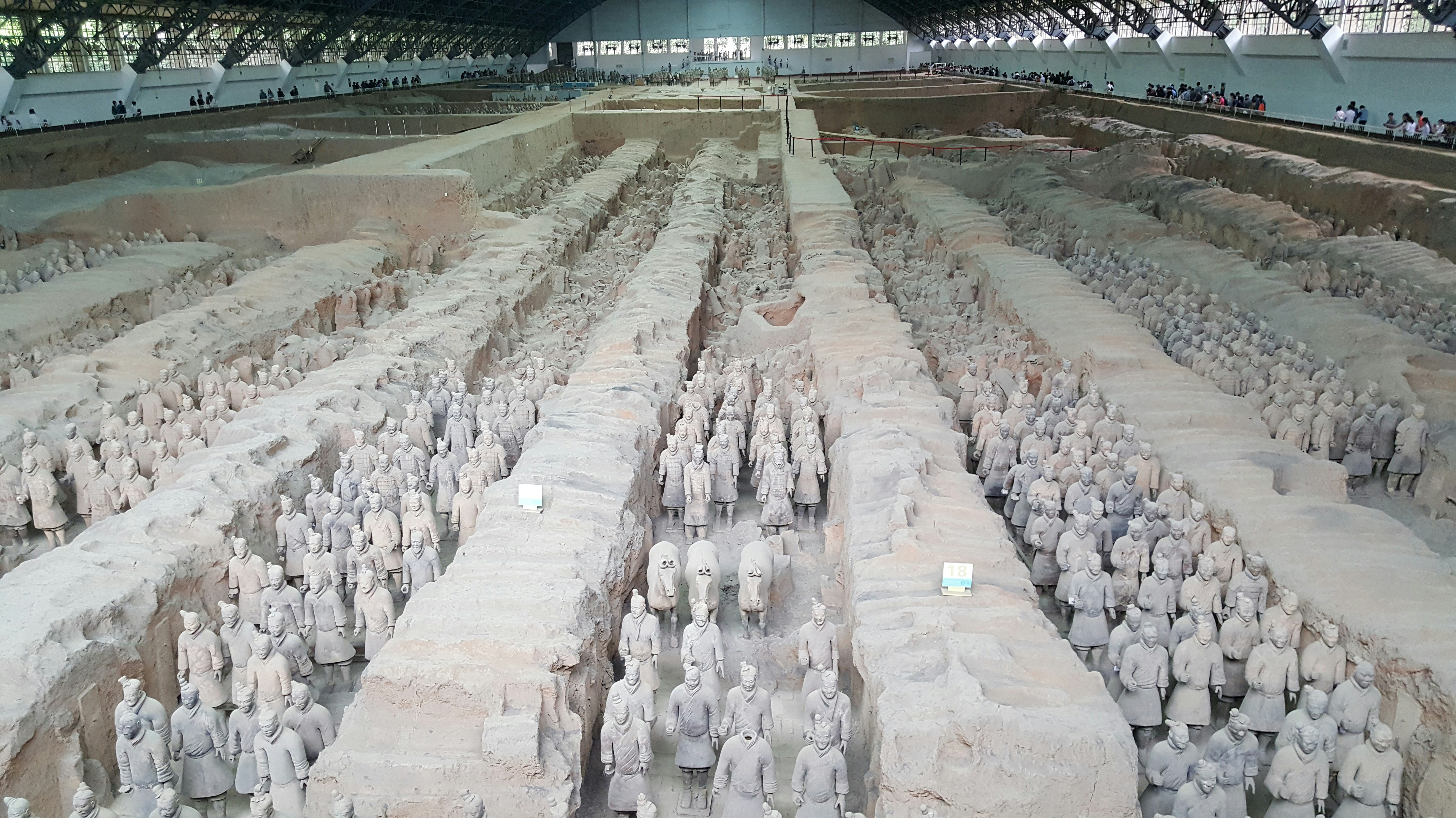 Terracotta soldiers inside warehouse