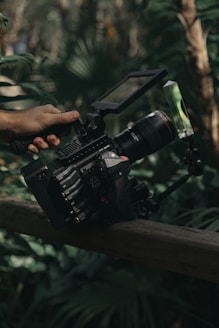 selective focus photography of shoulder-mount camera