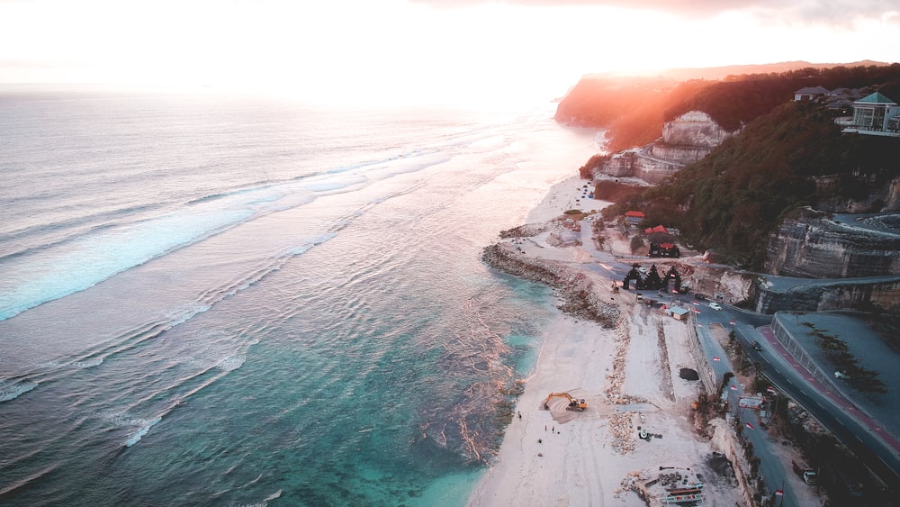 aerial photo of beach