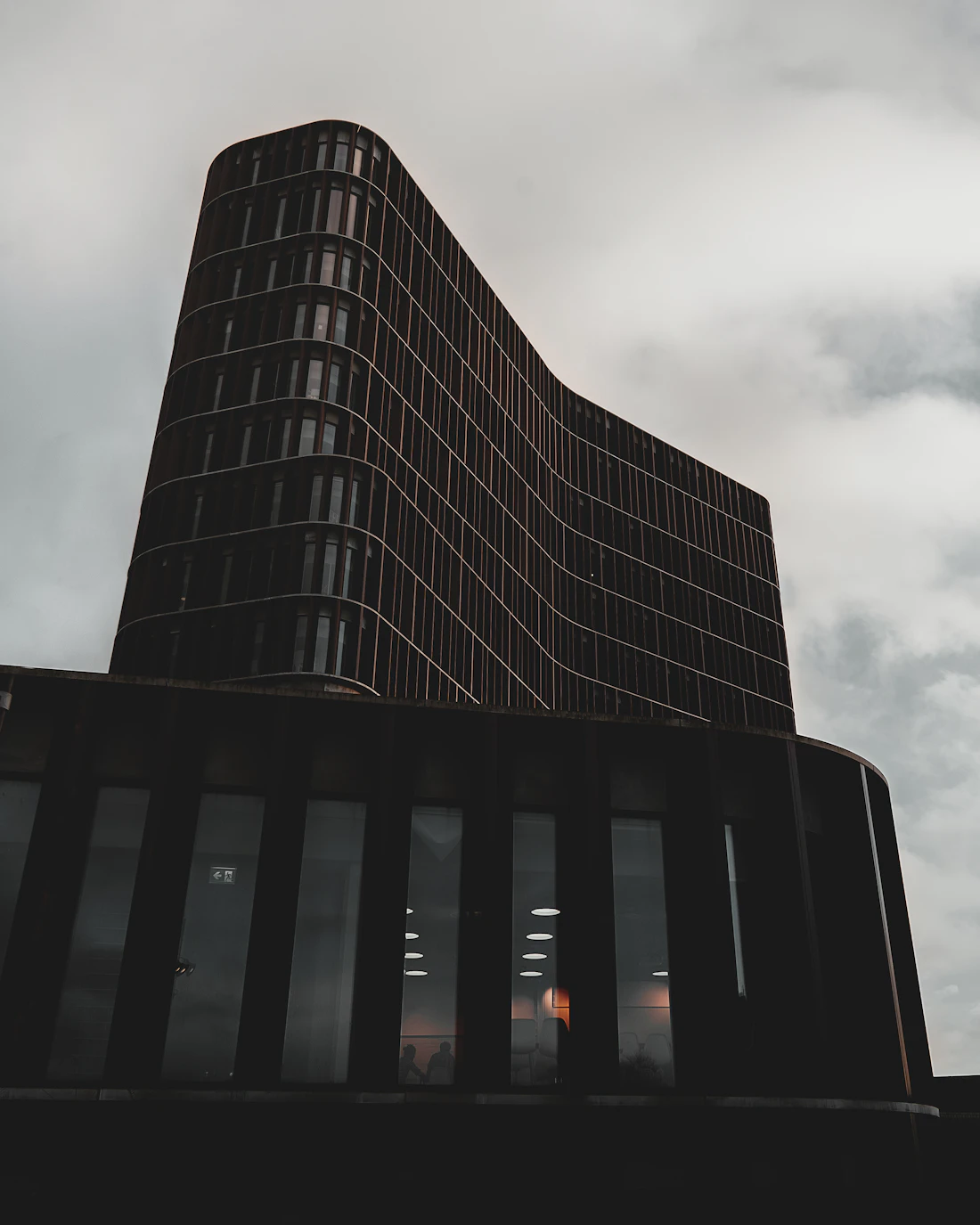 Contemporary high-rise facade viewed from below