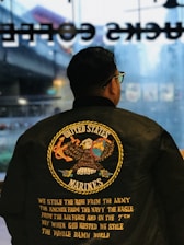 A Marine Corps emblem subtly displayed alongside medical tools in a clinical setting.