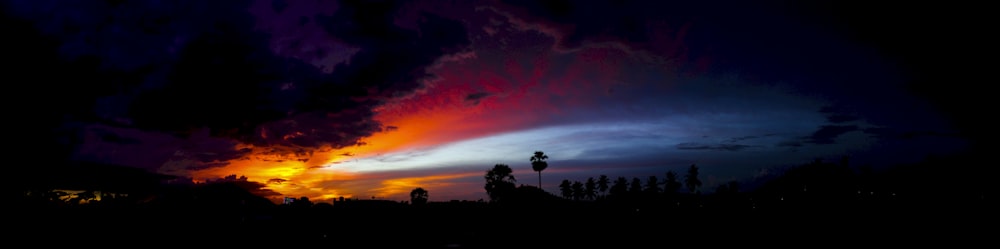 silhouette of trees and mountain