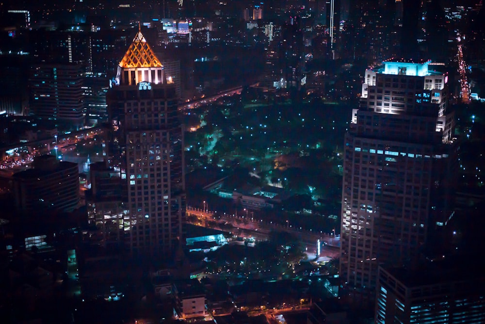 aerial view of city buildings