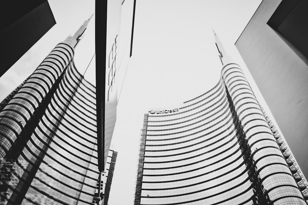 grayscale and high-angle photography of high rise buildings
