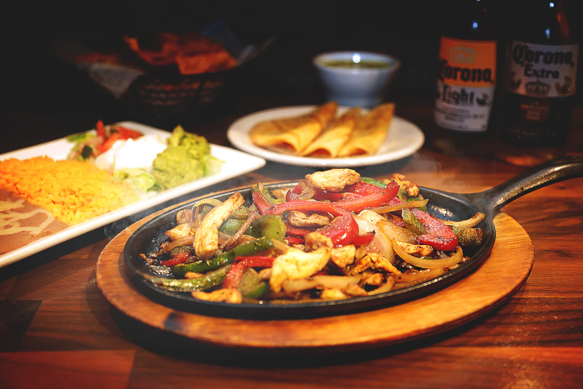 Sizzling fajitas at Gomez's