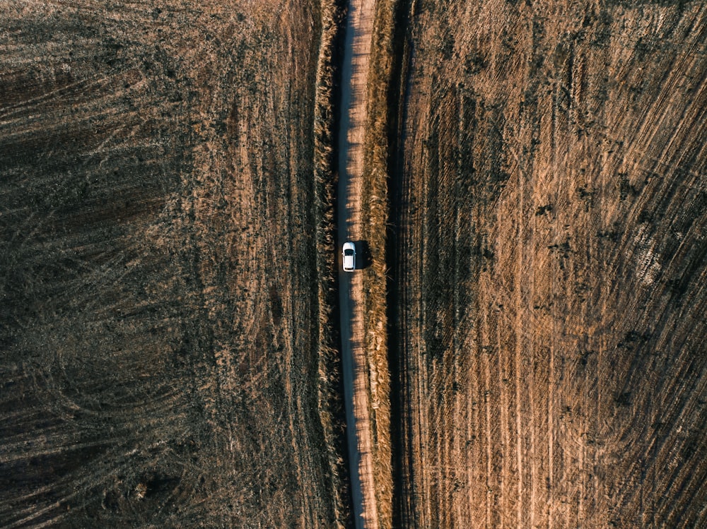 white vehicle on road in aerial photography