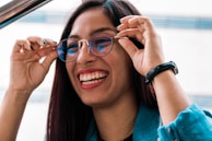 woman wearing eyeglasses with black frame