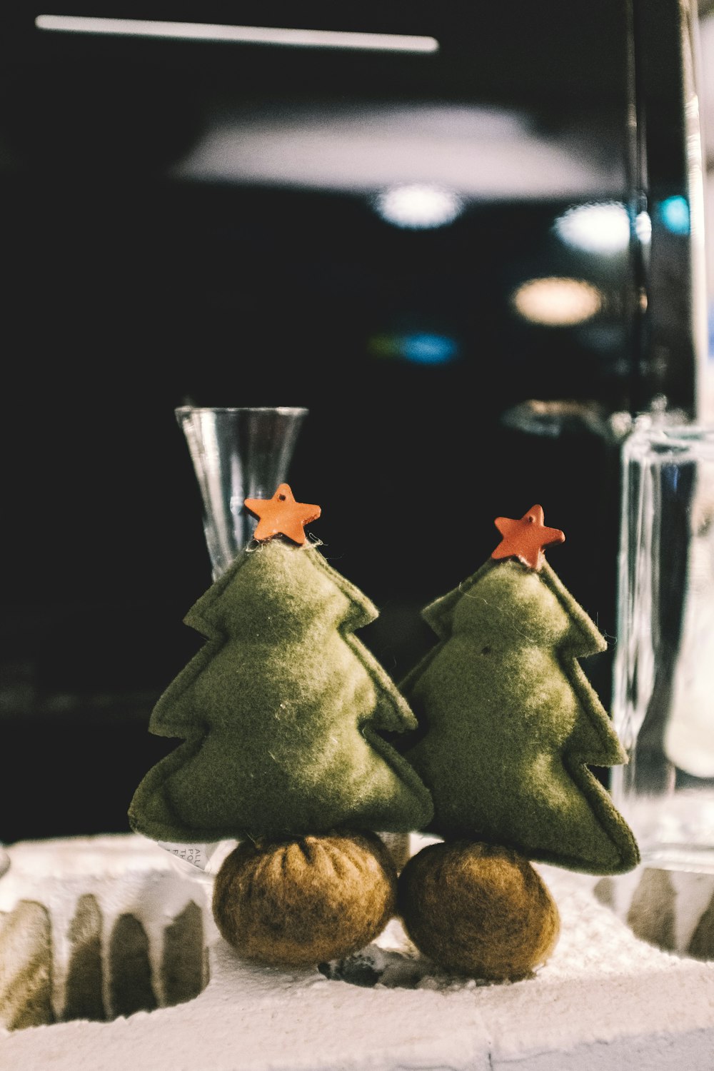 two green Christmas tree decors