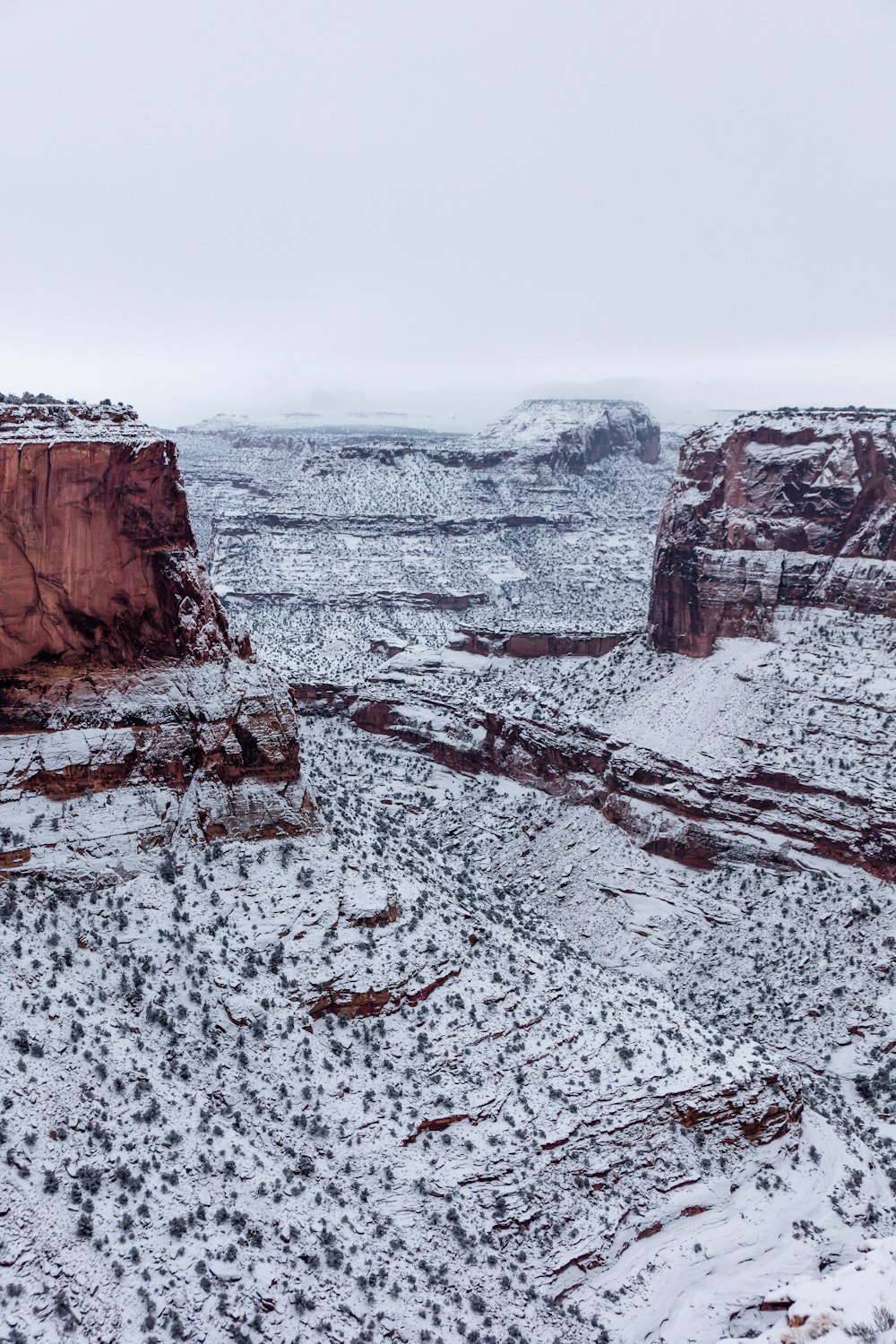 rock formation covered with snow