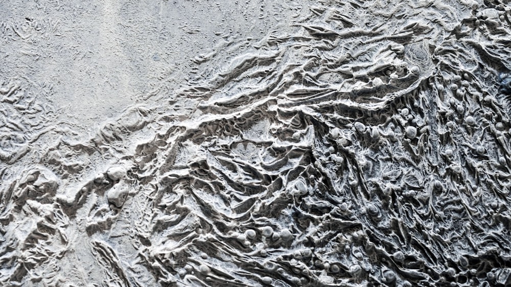 a close up view of a snow covered mountain