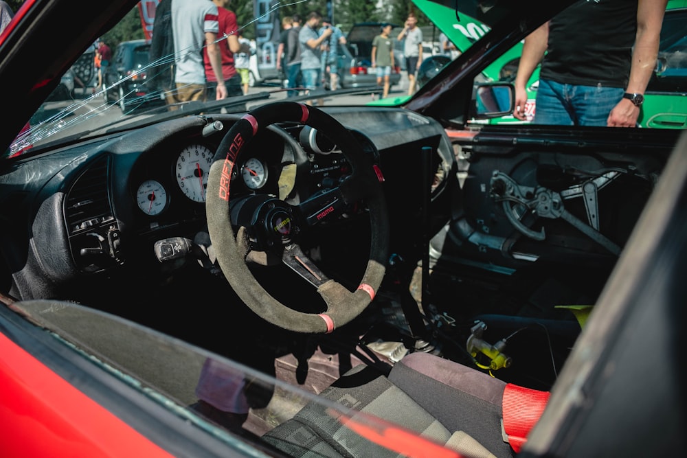 black and red vehicle interior